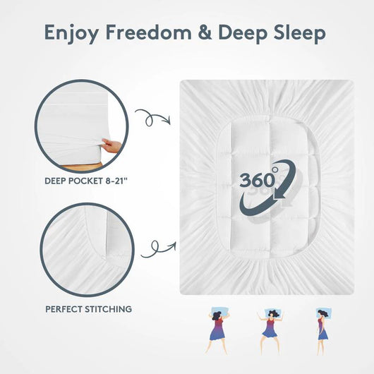 Premium Quilted 1000GSM Luxury Extra Thick Mattress Topper - Breathable & Fluffy Soft