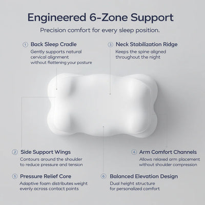 CloudRest Ergonomic Pillow - For Side & Back Sleepers