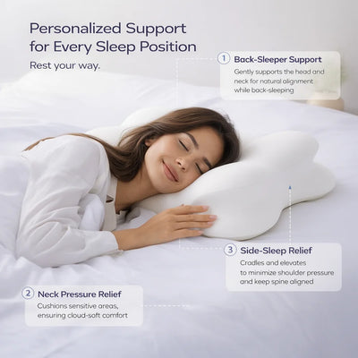 CloudRest Ergonomic Pillow - For Side & Back Sleepers
